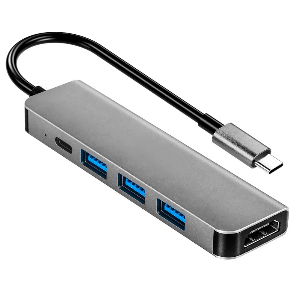 Hub USB-C 3.1 Satellite A-HUBC58 5 Portas / HDMI / 3 USB 3.0 / USB-C Fêmea - Cinza