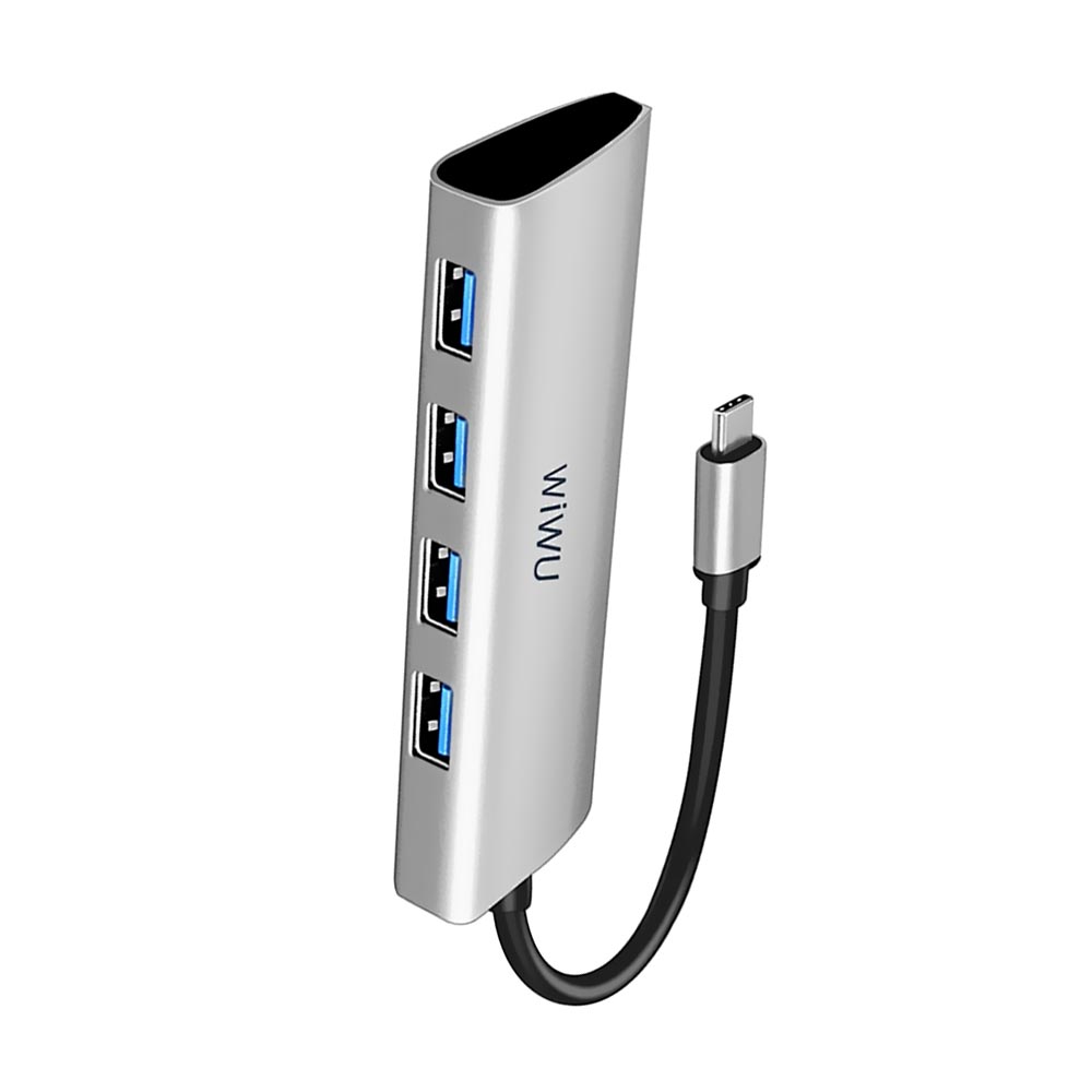 Hub USB-C 3.1 Wiwu Alpha A440 4 Portas USB 3.0 - Cinza