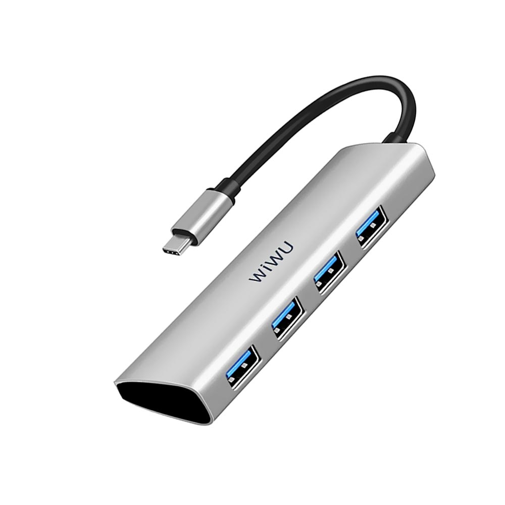 Hub USB-C 3.1 Wiwu Alpha A440 4 Portas USB 3.0 - Cinza