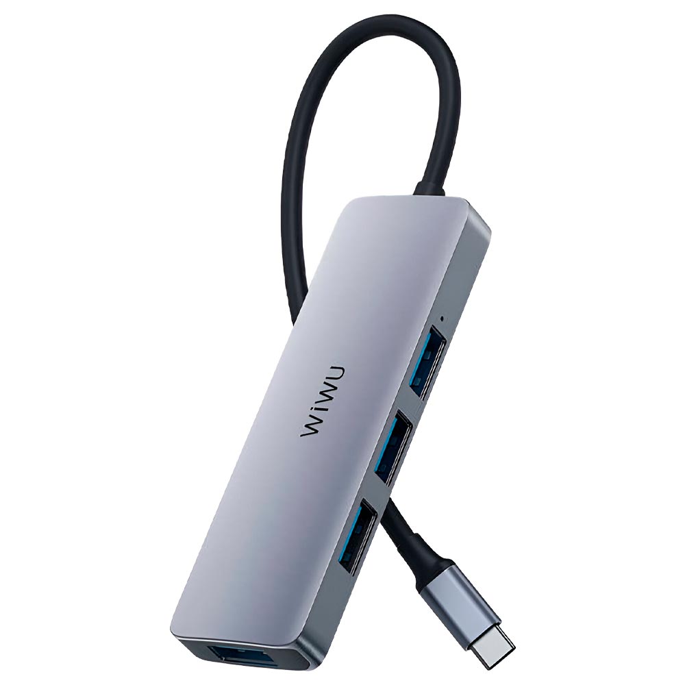 Hub USB-C 3.1 Wiwu Alpha A440 Pro 4 Portas USB 3.0 - Cinza