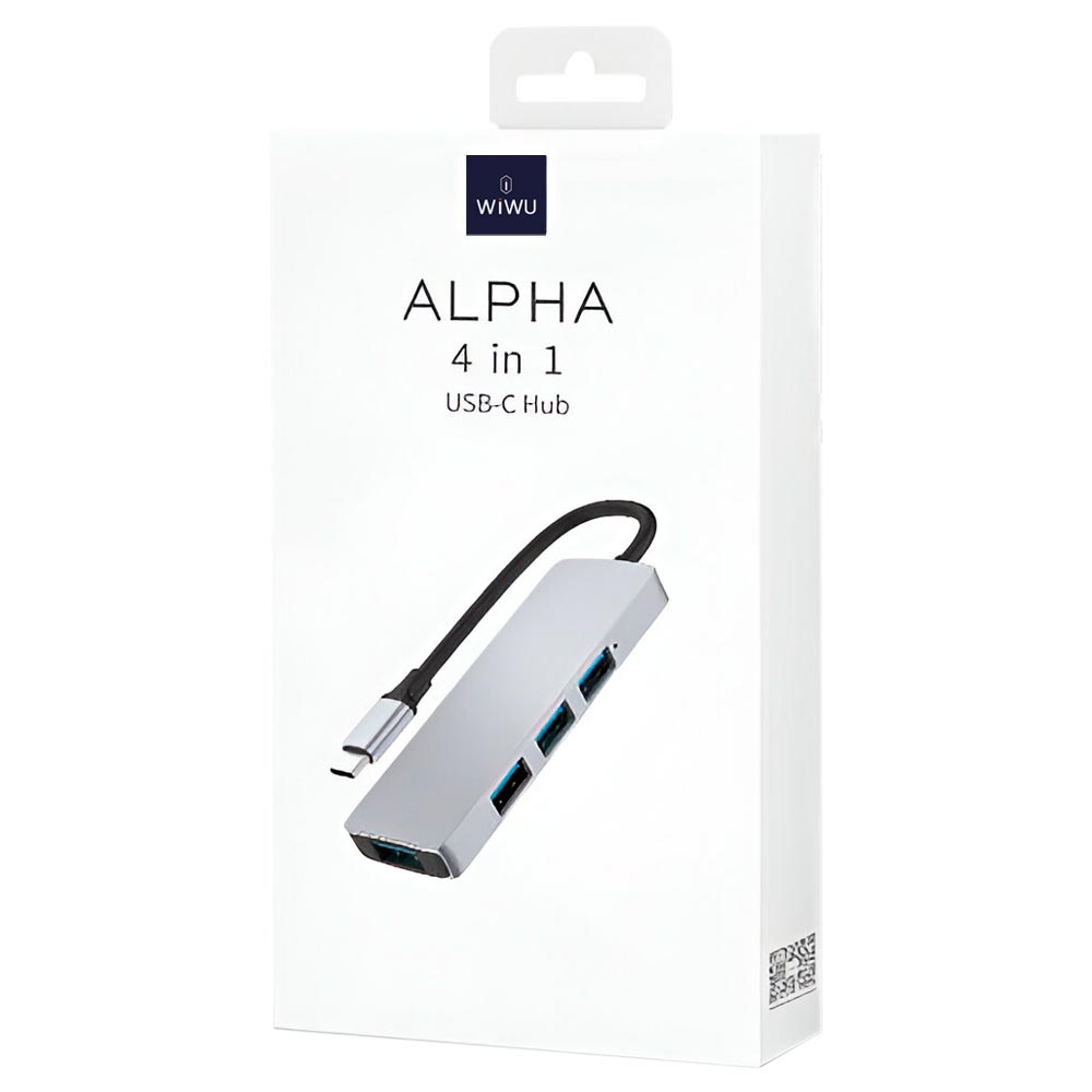 Hub USB-C 3.1 Wiwu Alpha A440 Pro 4 Portas USB 3.0 - Cinza