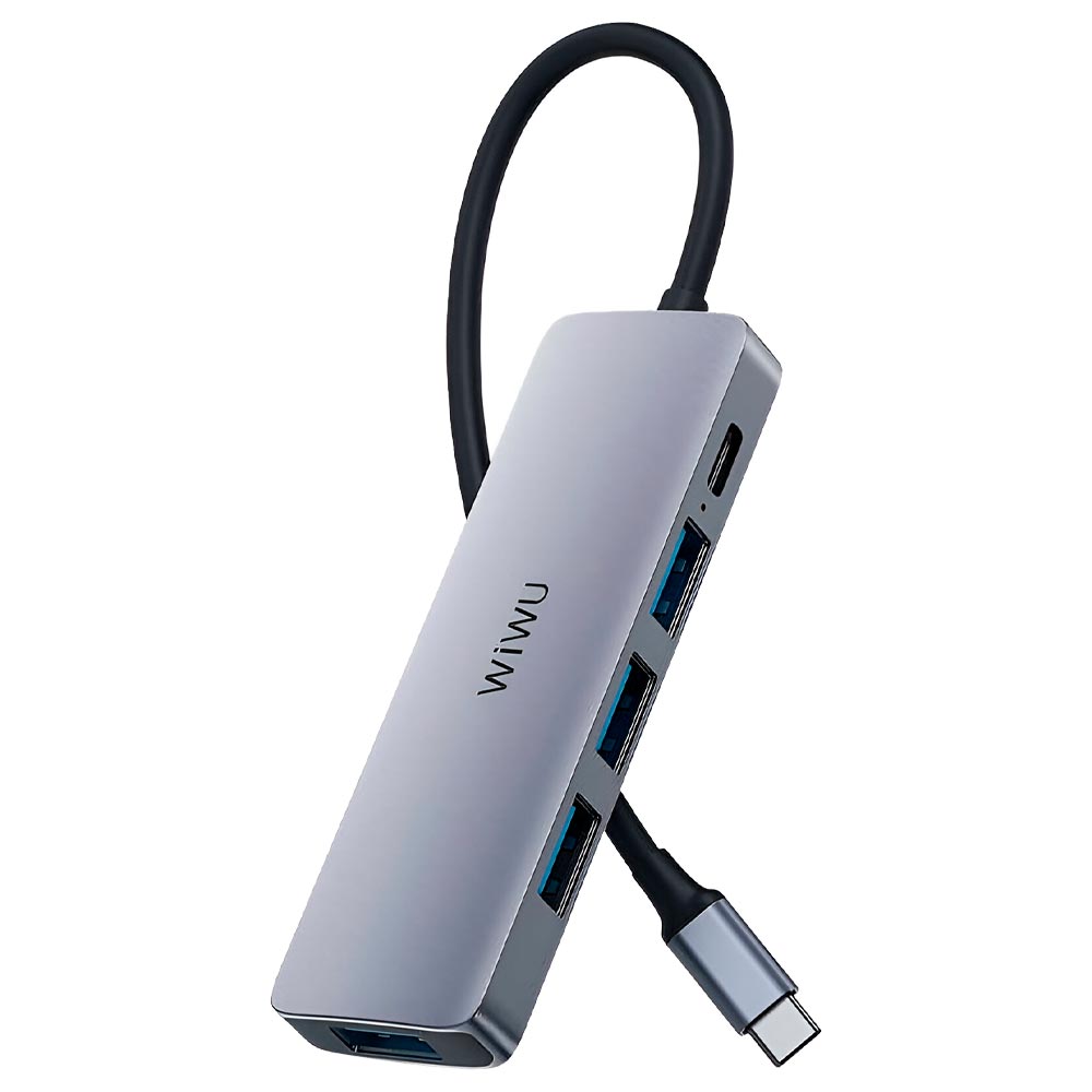 Hub USB-C 3.1 Wiwu Alpha A541BC 5 Portas / 4 USB 3.0 / USB-C Fêmea - Cinza