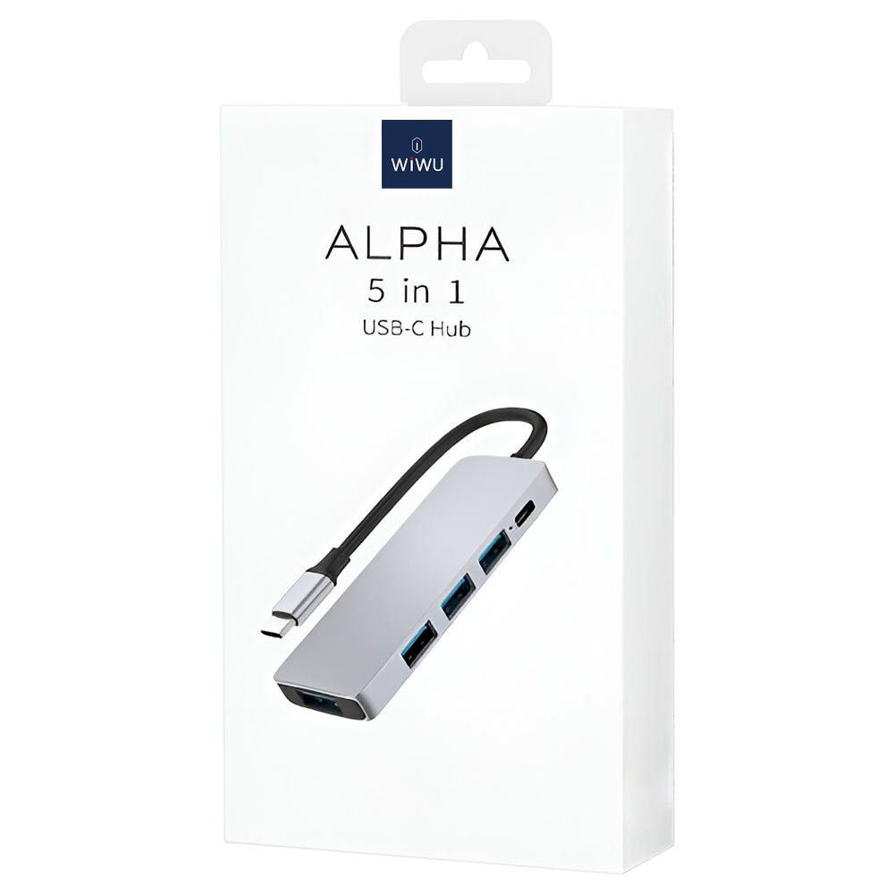 Hub USB-C 3.1 Wiwu Alpha A541BC 5 Portas / 4 USB 3.0 / USB-C Fêmea - Cinza