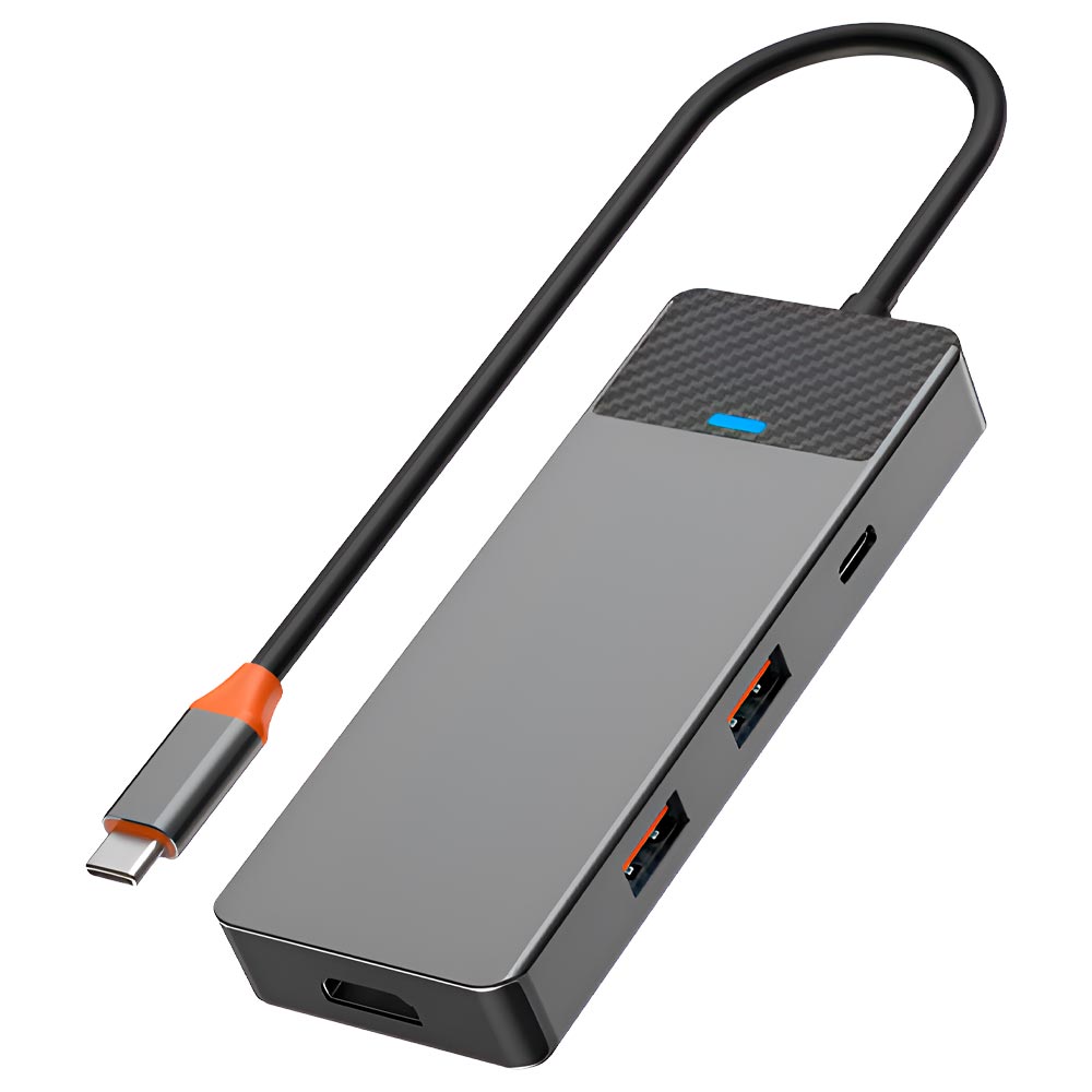 Hub USB-C 3.1 Wiwu Linker A721HD 7 Portas / 2 USB / HDMI / 2 USB-C Fêmea / SD / TF - Cinza