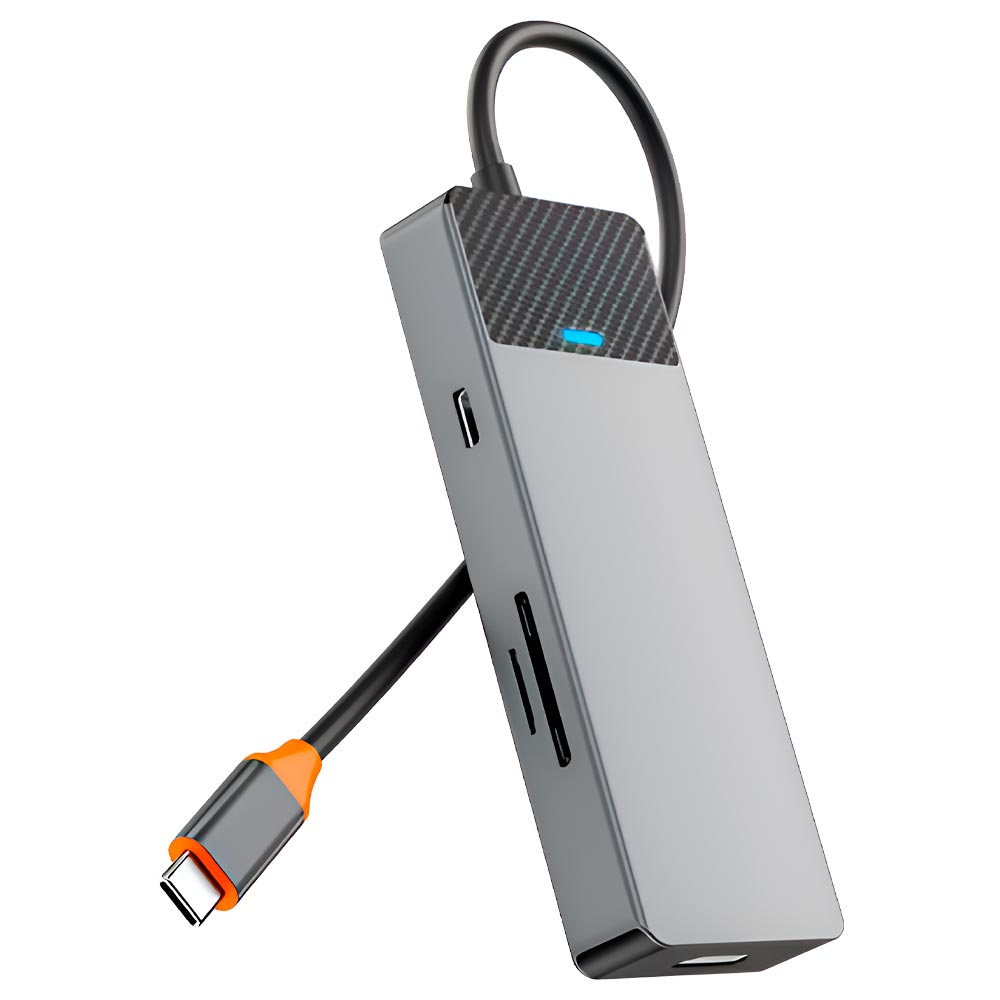 Hub USB-C 3.1 Wiwu Linker A721HD 7 Portas / 2 USB / HDMI / 2 USB-C Fêmea / SD / TF - Cinza