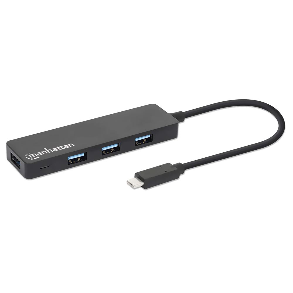 Hub USB-C 3.2 Manhattan 164924 4 Portas USB 3.0 - Preto