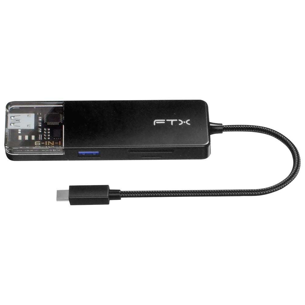 Hub USB-C FTX CT-HUBT4-PB 6 Portas / HDMI / 2 USB / SD / TF / USB-C Fêmea - Preto