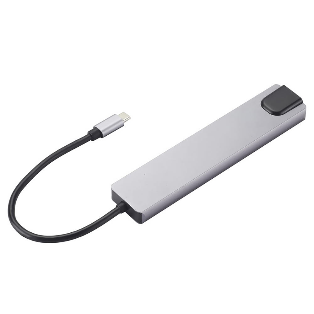 Hub USB-C Kolke KCH-681 8 Portas / USB 2.0 / USB 3.0 / HDMI / 2 USB-C / LAN / SD / TF - Cinza