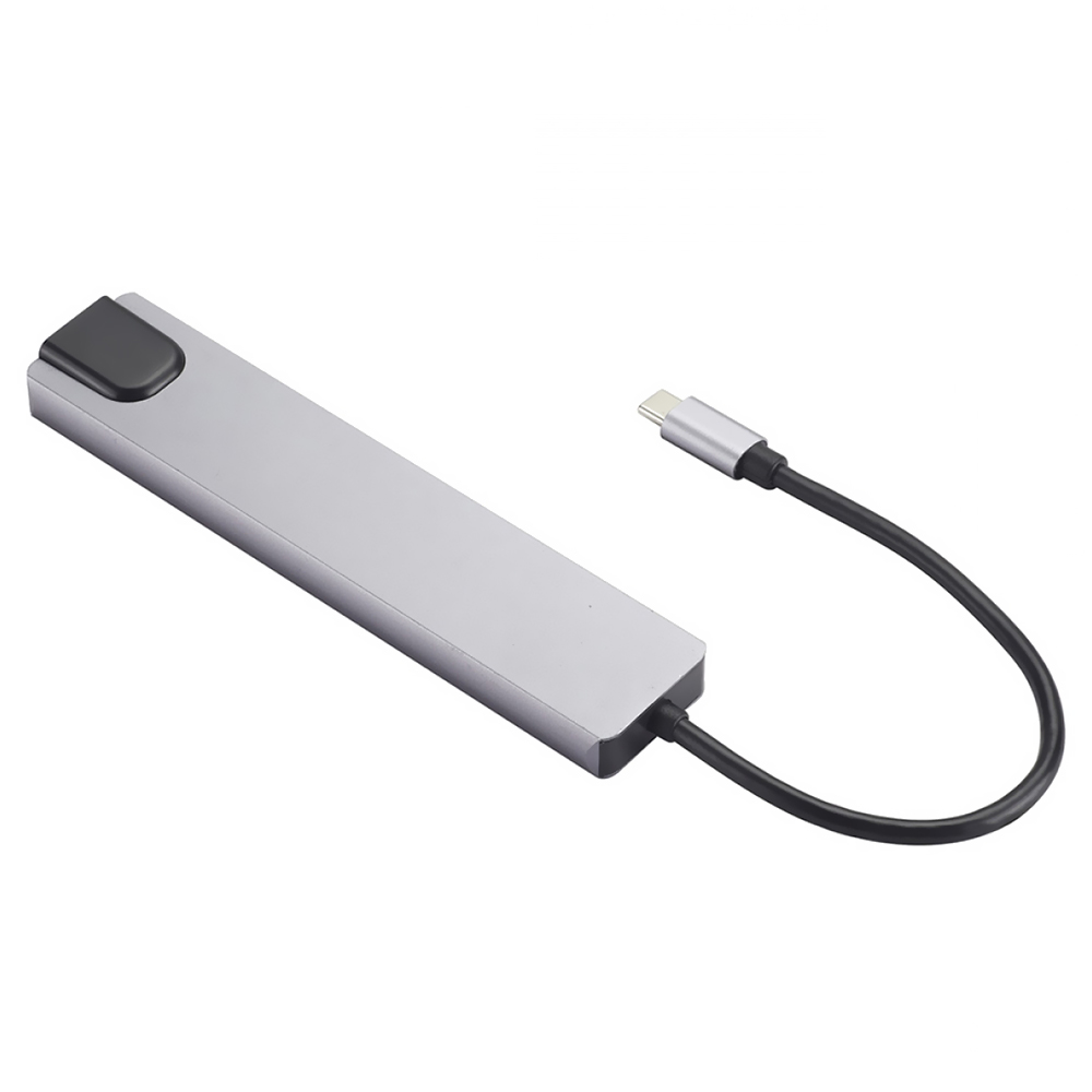 Hub USB-C Kolke KCH-681 8 Portas / USB 2.0 / USB 3.0 / HDMI / 2 USB-C / LAN / SD / TF - Cinza