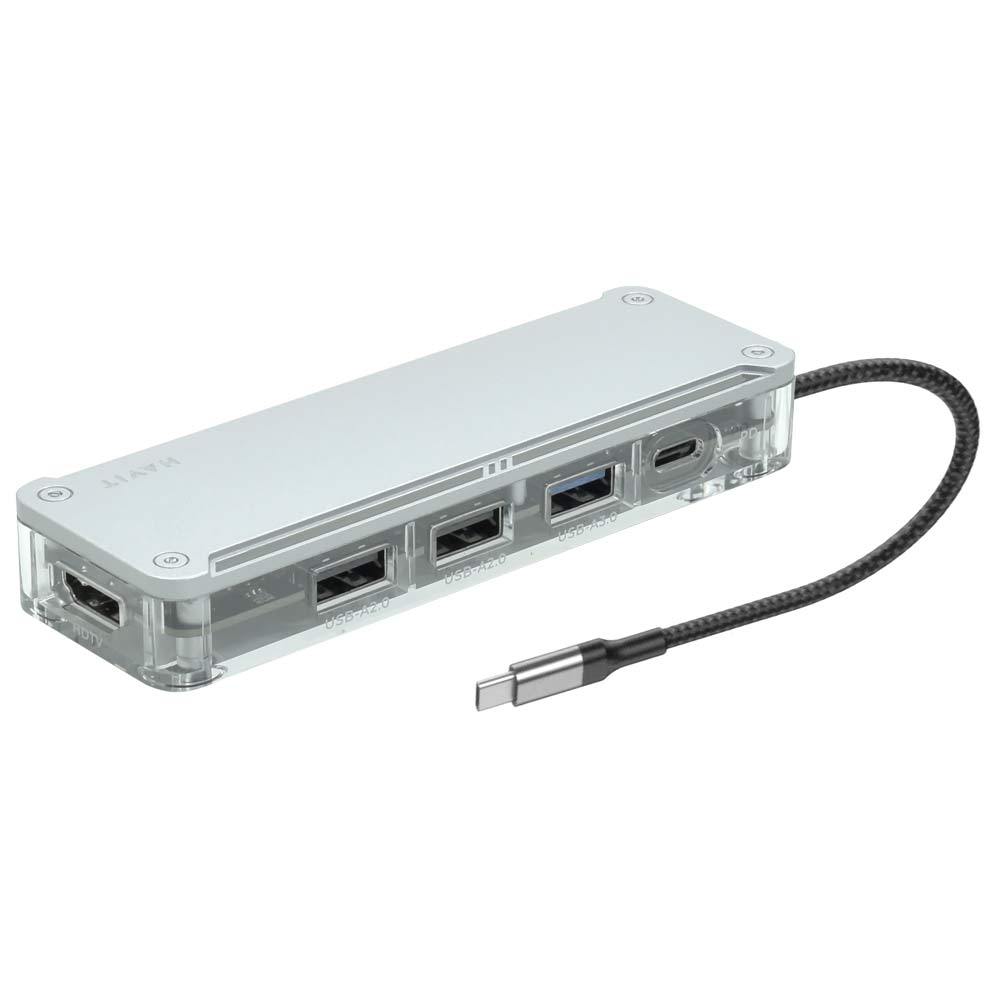 Hub USB Type-C 3.1 Havit HB4020 5 Portas / HDMI / USB 3.0 / 2 USB 2.0 / Type-C Fêmea - Transparente