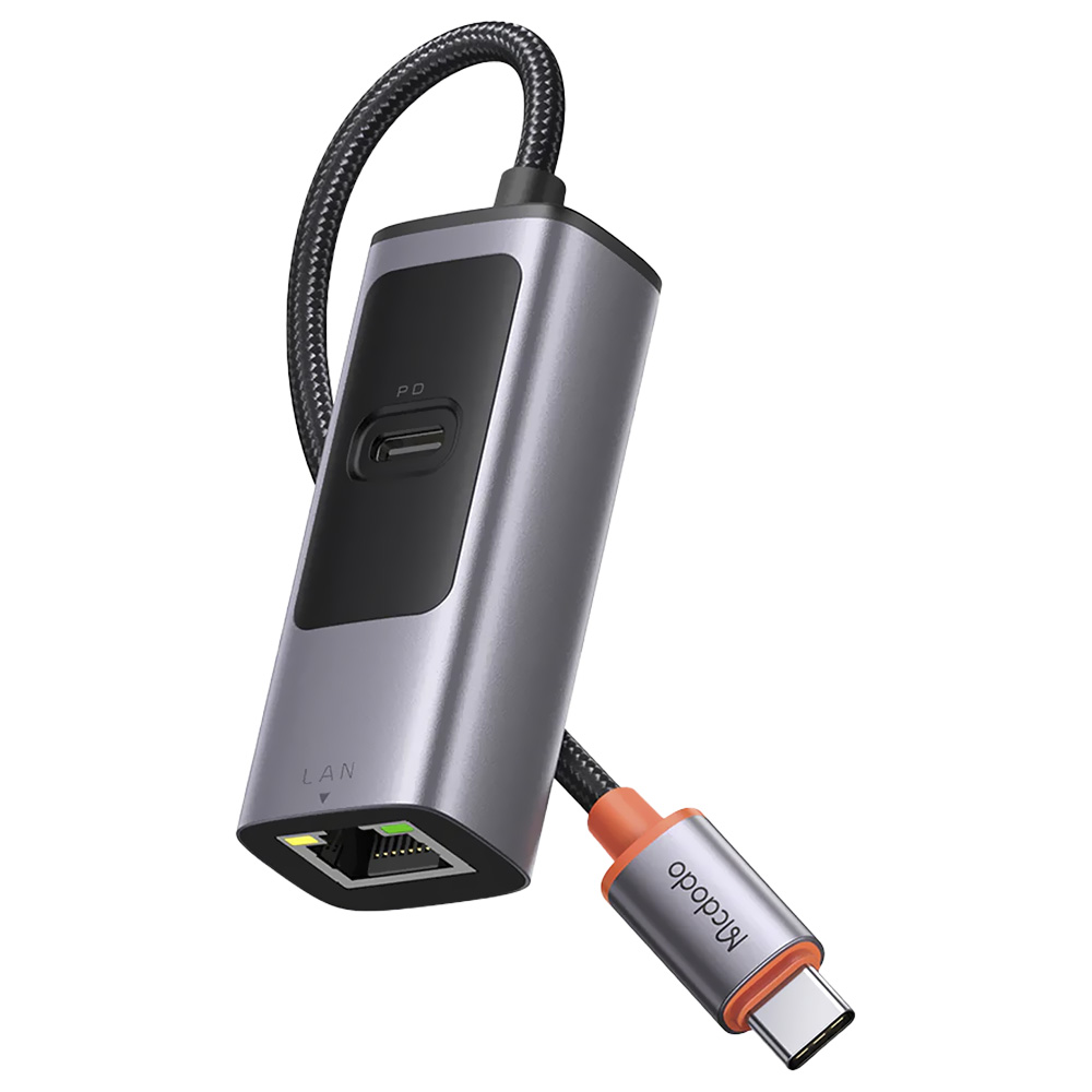 Hub USB Type-C 3.1 Mcdodo HU-0680 2 Portas / Type-C Fêmea / GLAN - Cinza