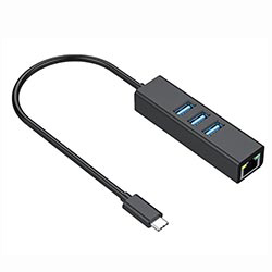 Hub USB Type-C 3.1 Satellite A-HUBC50 3 Portas / USB 3.0 / RJ-45 / 1000Mbps - Preto