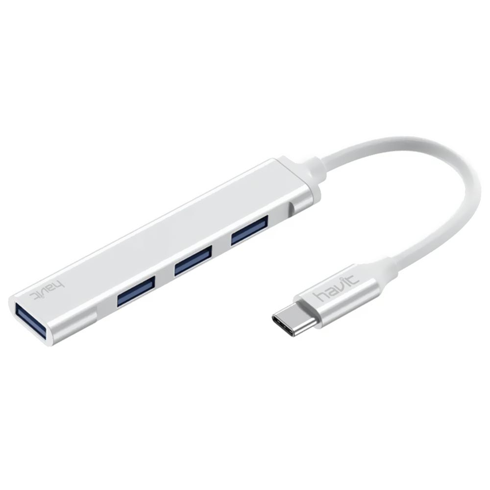 Hub USB Type-C Havit HV-HB41 4 Portas / USB 2.0 / USB 3.0 - Prata