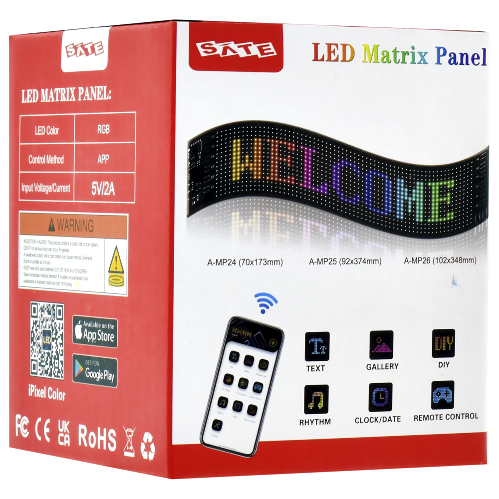 Painel LED Satellite A-MP26 Matrix RGB - 20X64-102X348MM