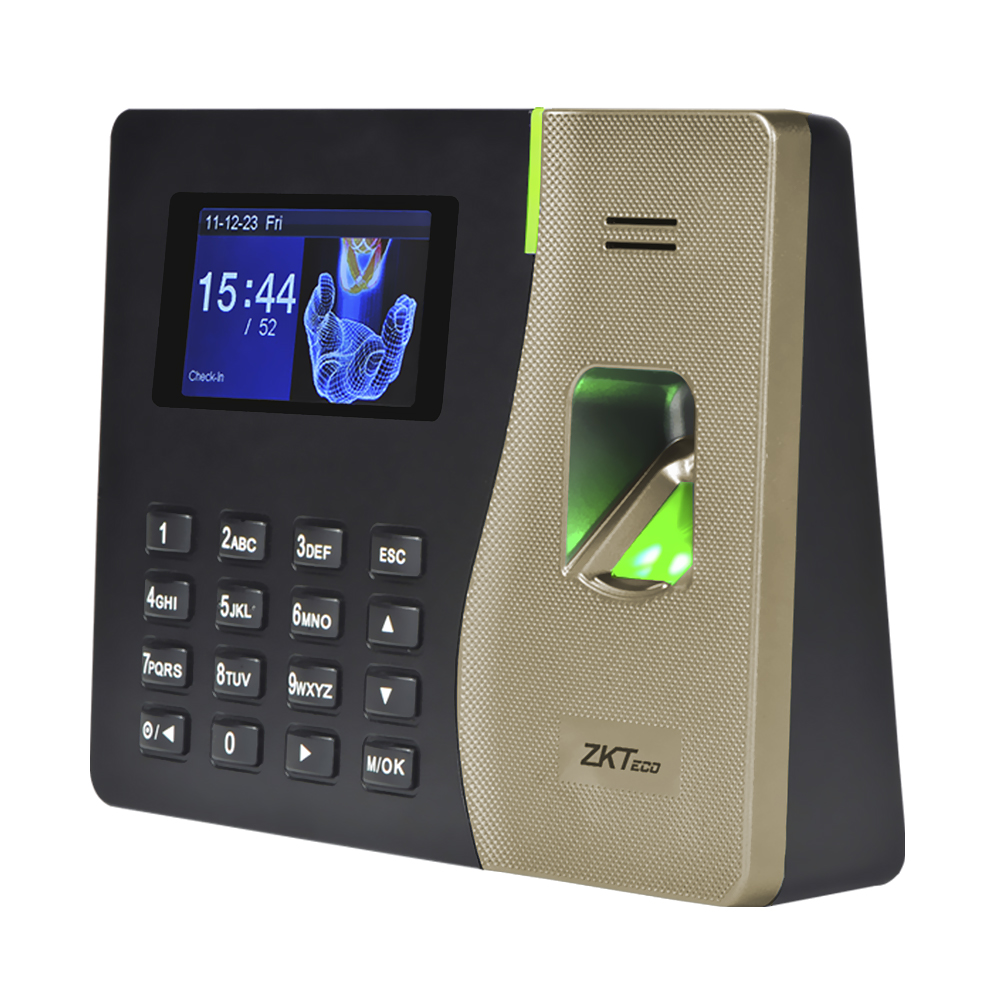 Leitor Biométrico de Tempo e Assistência Zkteco K20 - Preto / Dourado