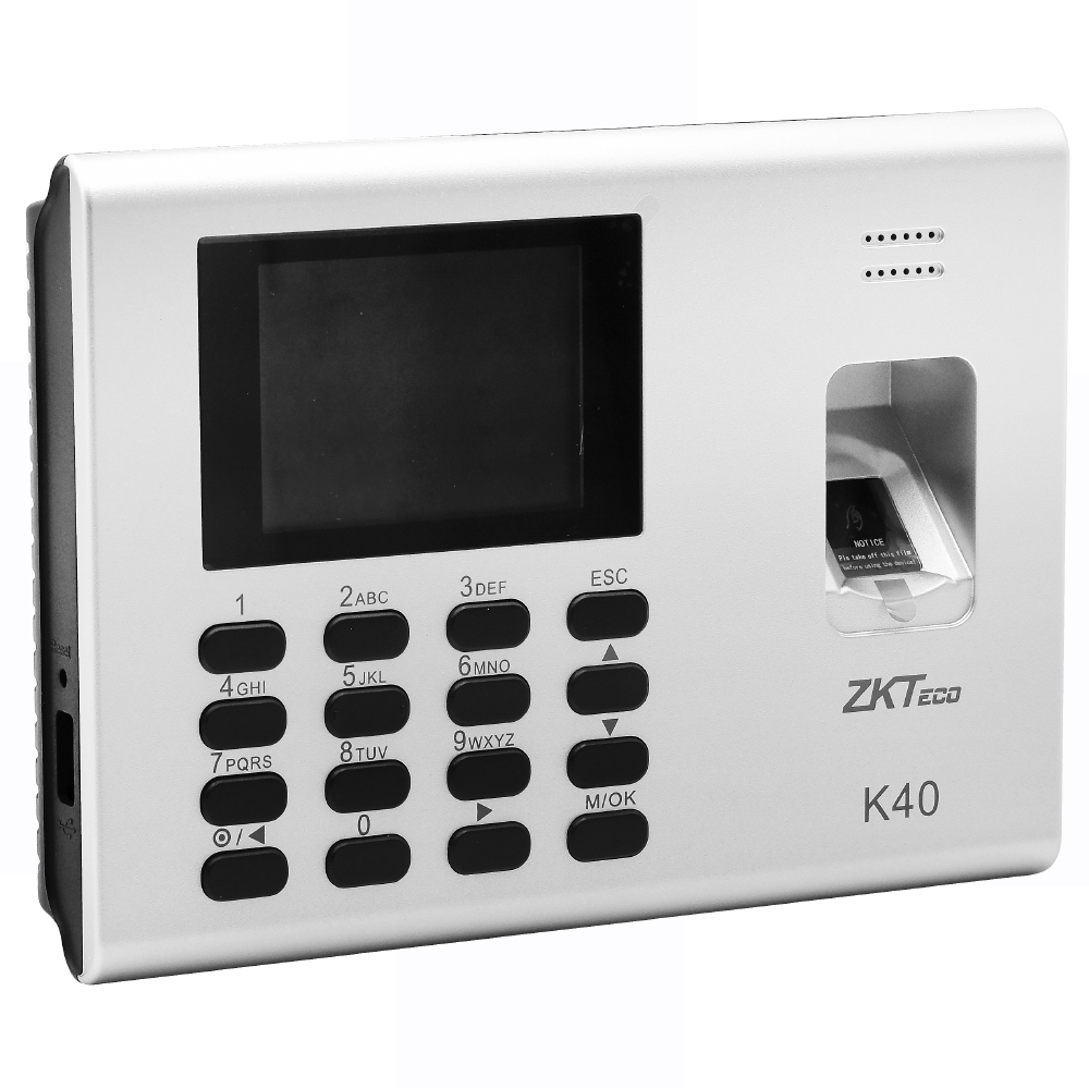 Leitor Biométrico de Tempo e Assistência Zkteco K40 ID - Prata