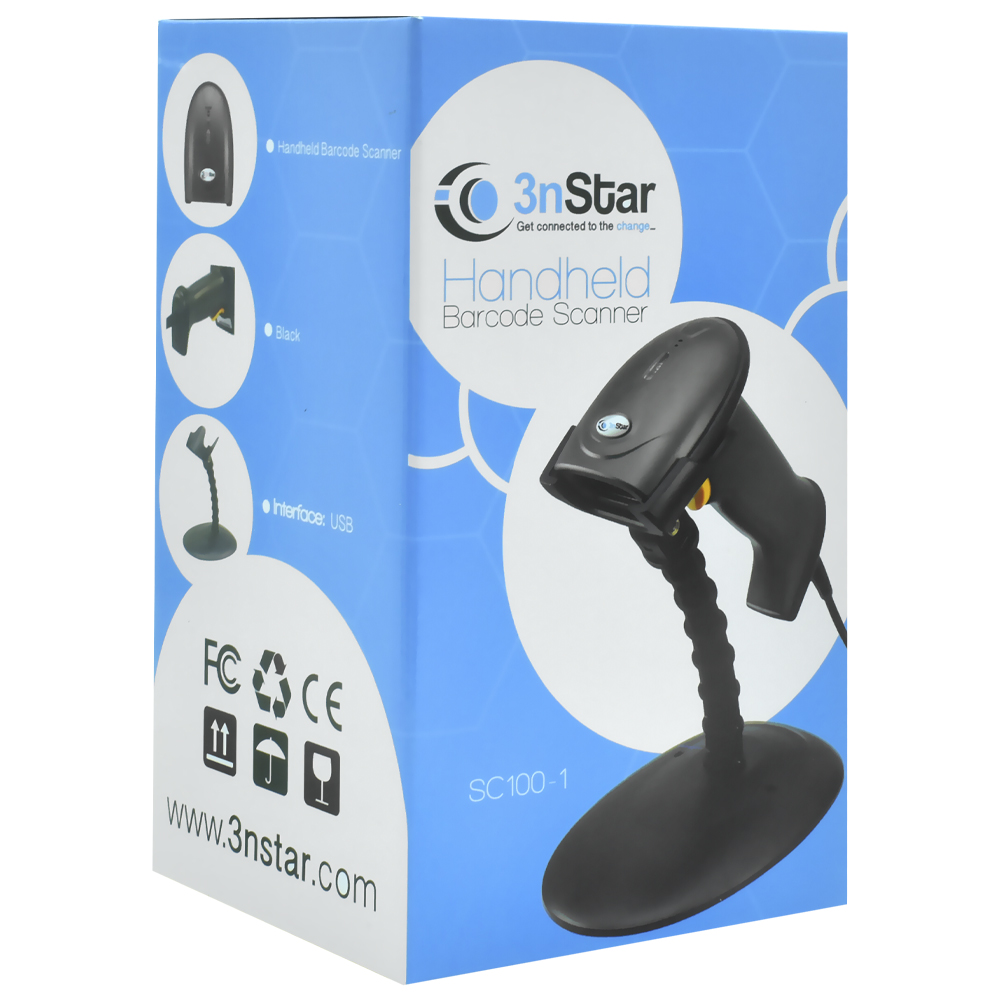 Leitor de Código de Barras 3NSTAR SC100-1 1D USB - Preto