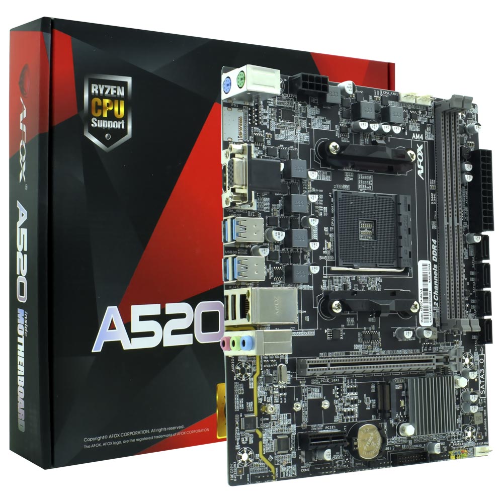 Placa Mãe AFOX A520D4-MA-V4 Socket AM4 / VGA / DDR4