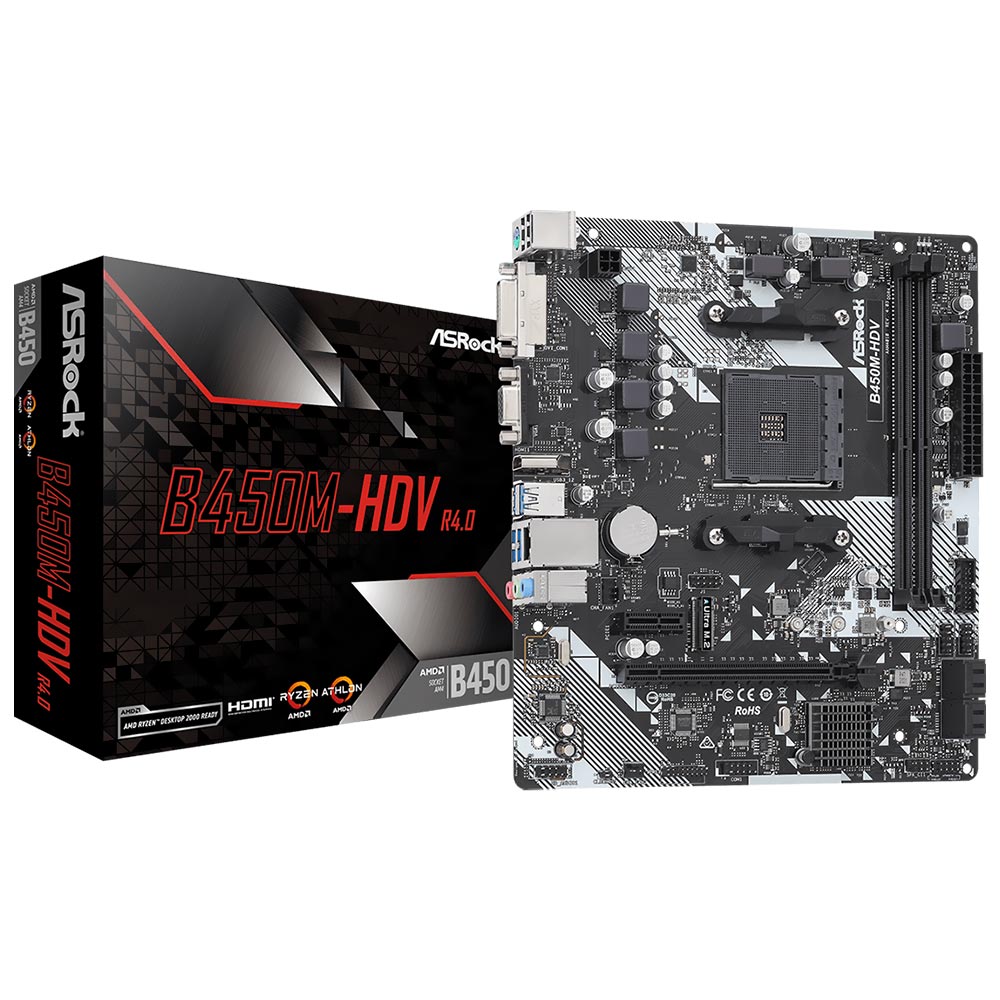 Placa Mae ASRock B450M-HDV R4.0 Socket AM4 / VGA / DDR4