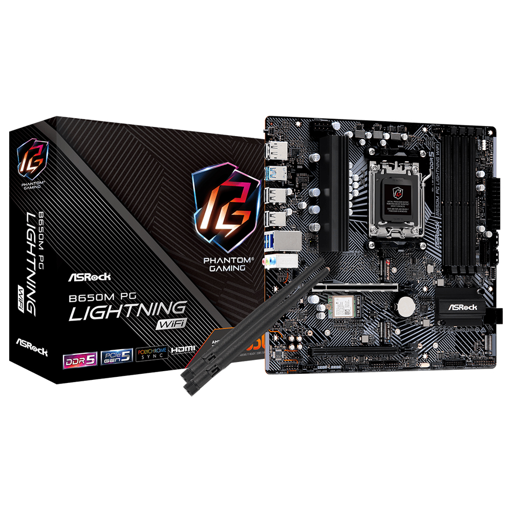 Placa Mãe ASRock B650M PG Lightning Wi-Fi Socket AM5 / DDR5