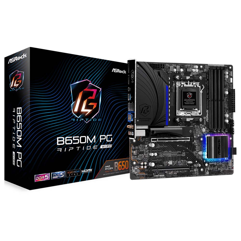 Placa Mãe ASRock B650M PG Riptide Wi-Fi Socket AM5 / DDR5