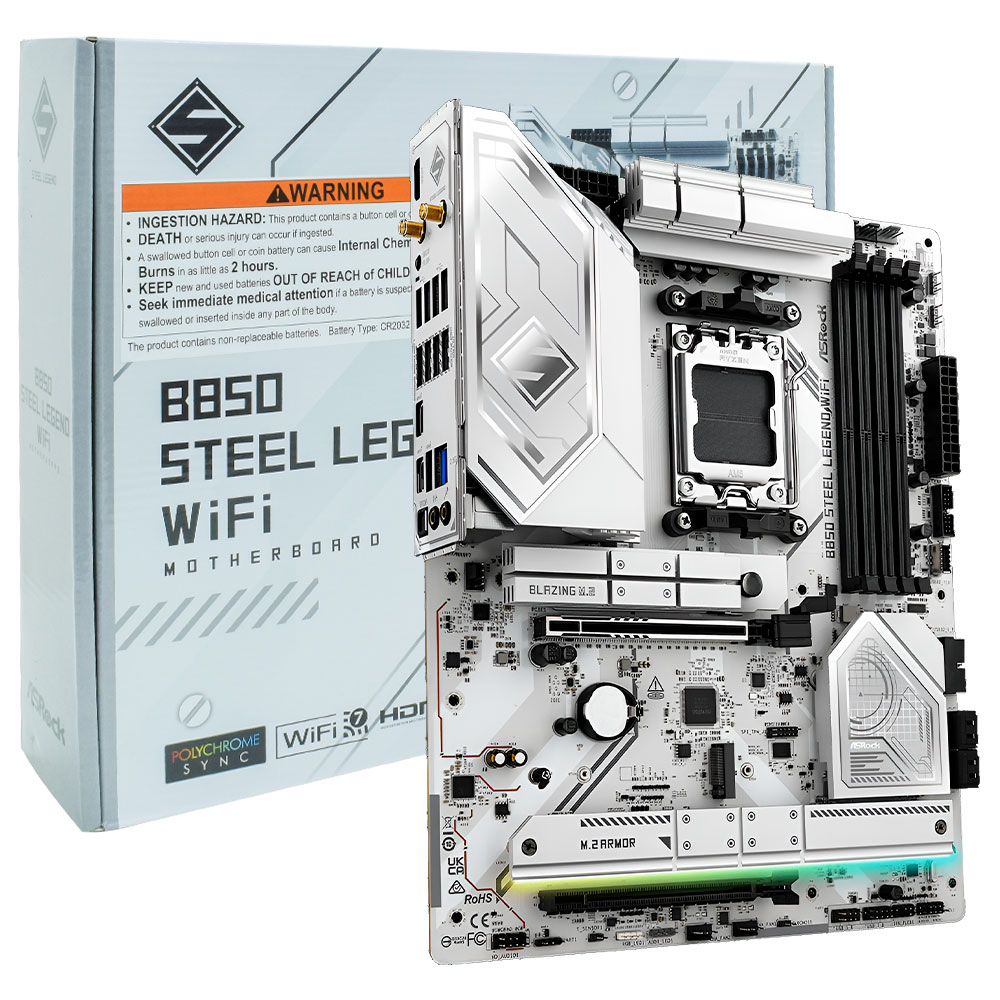 Placa Mãe ASRock B850 Steel Legend Wi-Fi Socket AM5 / DDR5