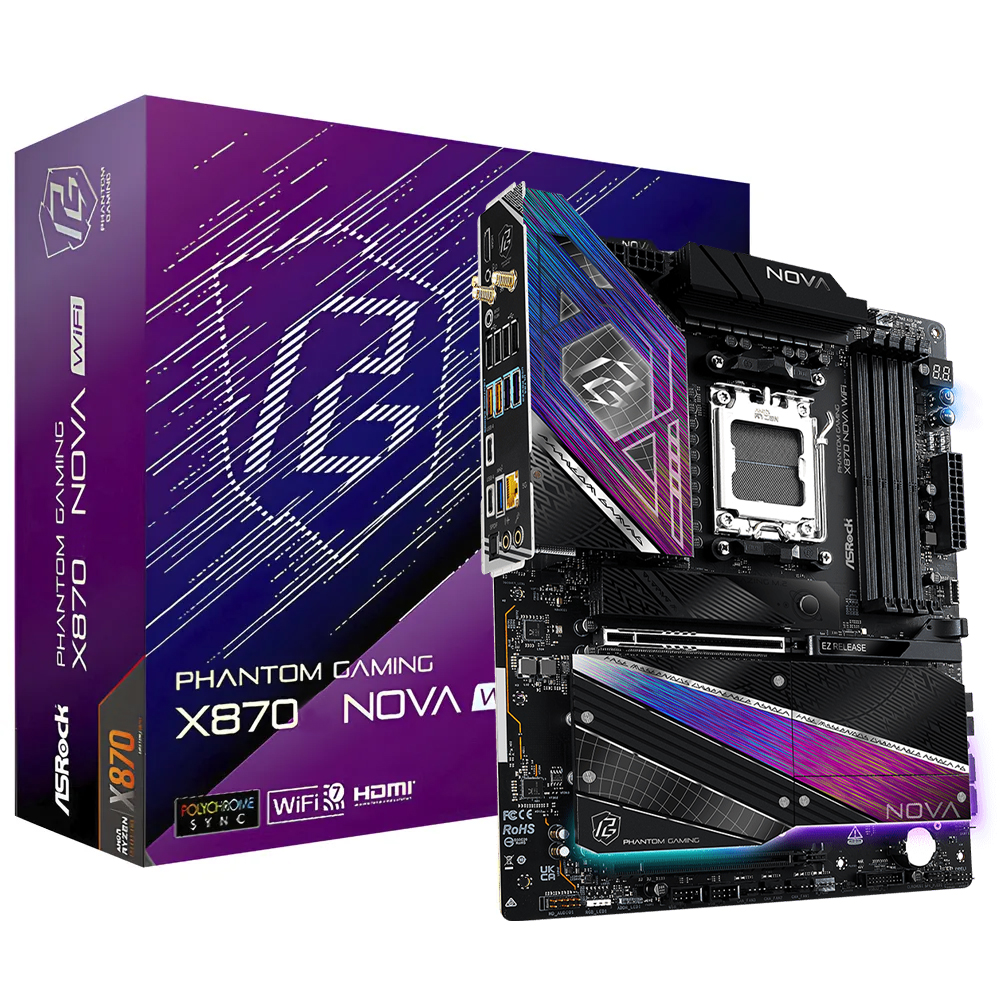 Placa Mãe ASRock X870 Nova Wi-Fi Socket AM5 / DDR5