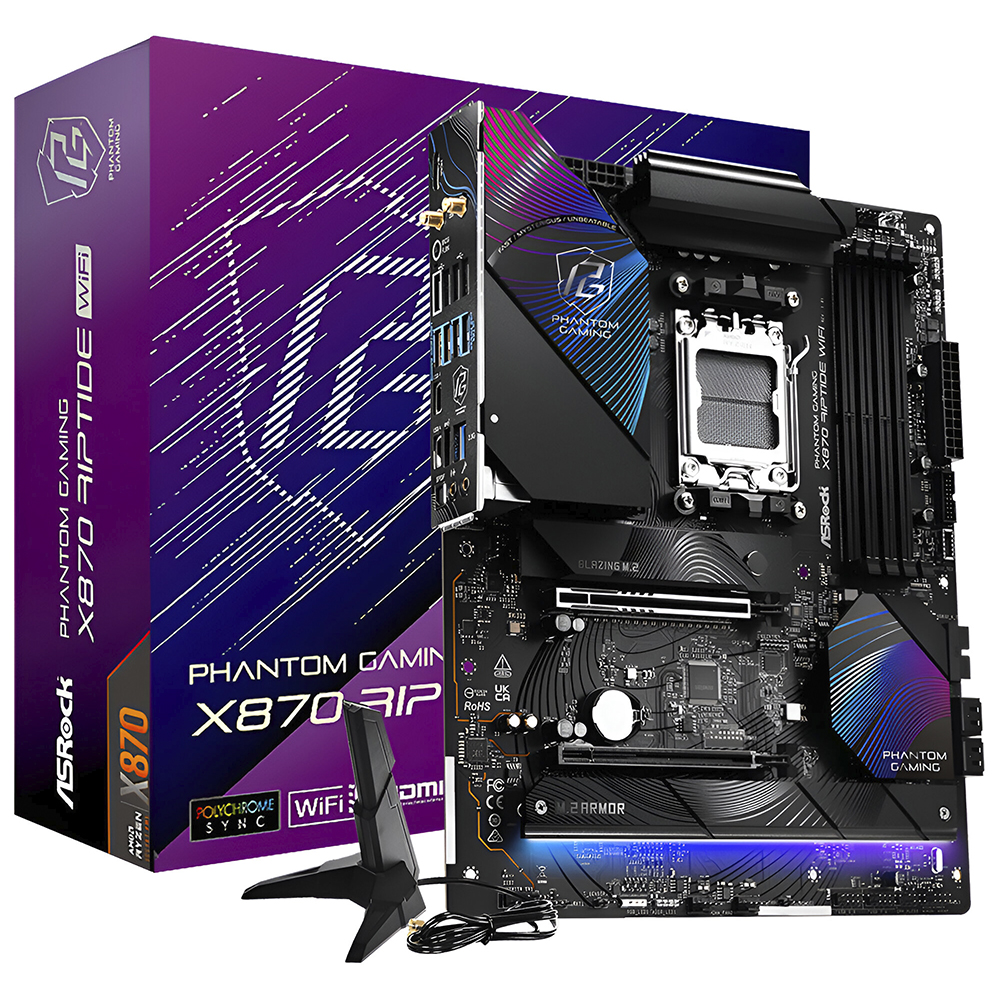 Placa Mãe ASRock X870 Riptide Wi-Fi Socket AM5 / DDR5