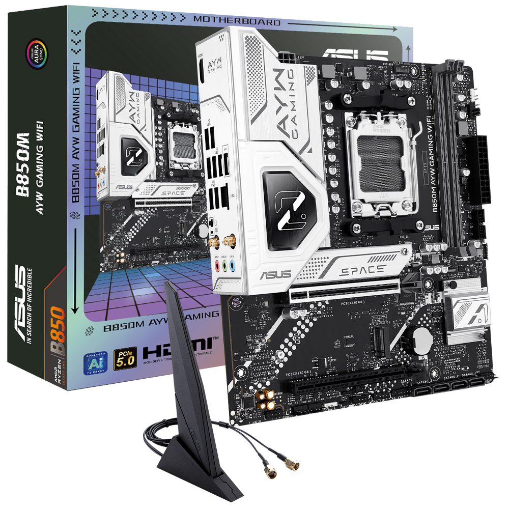 Placa Mãe ASUS B850M AYW Gaming Wi-Fi Socket AM5 / DDR5