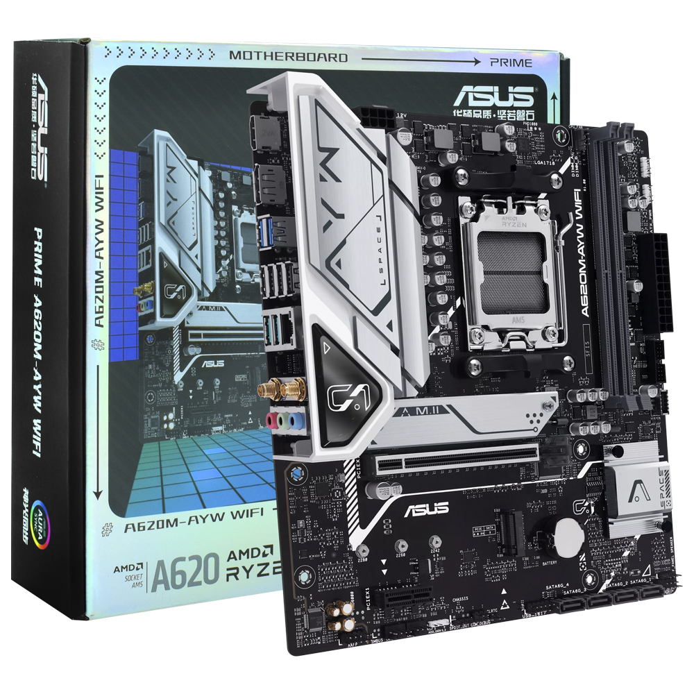 Placa Mãe ASUS Prime A620M-AYW Wi-Fi Socket AM5 / DDR5