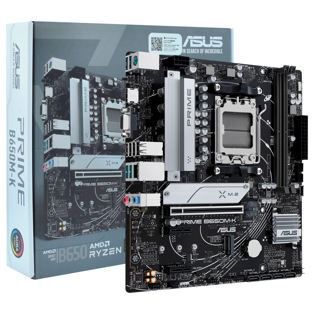 Placa Mãe ASUS Prime B650M-K Socket AM5 / VGA / DDR5