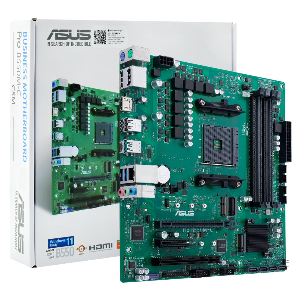 Placa Mãe ASUS Pro B550M-C/CSM Socket AM4 / DDR4