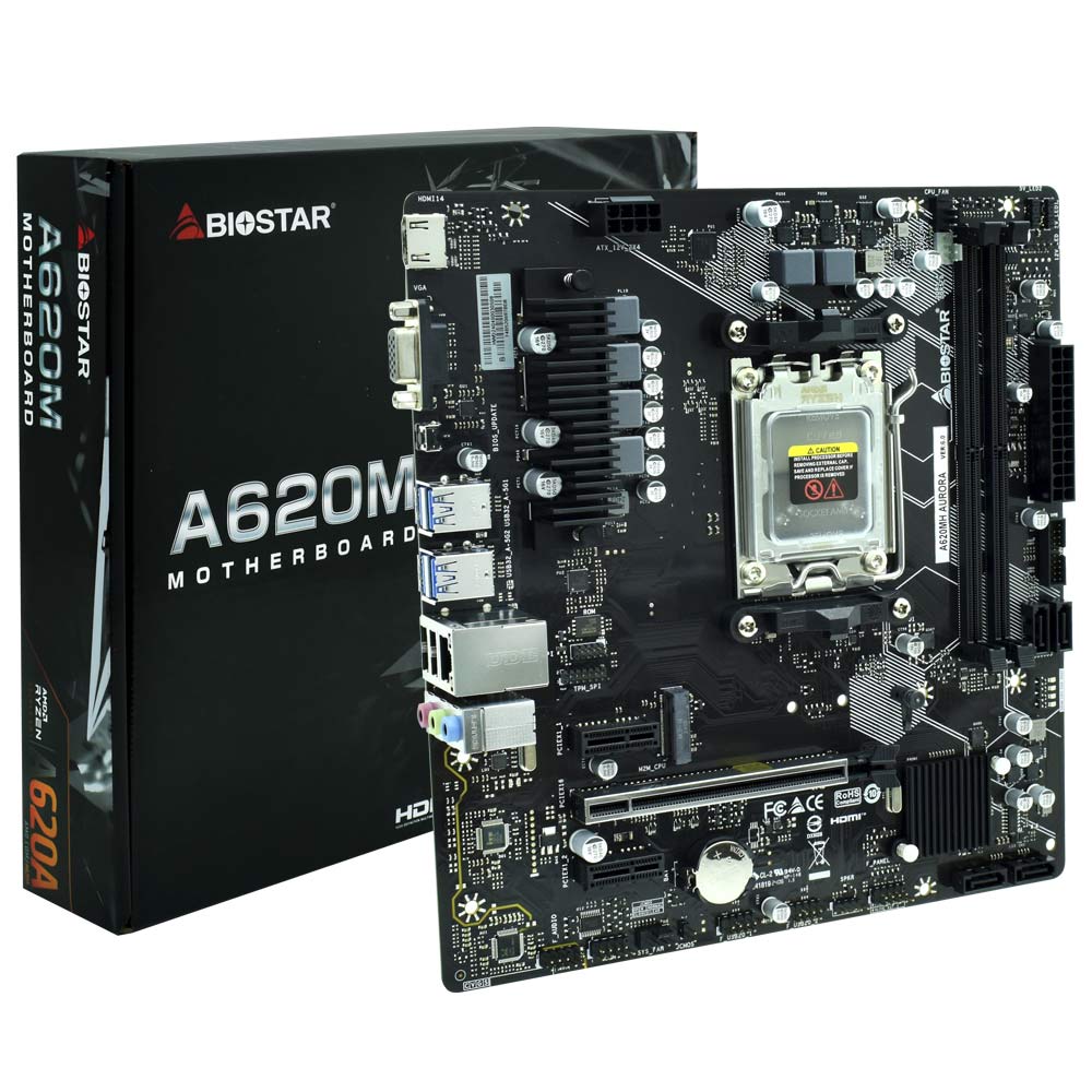 Placa Mãe Biostar A620MH Aurora Socket AM5 / VGA / DDR5