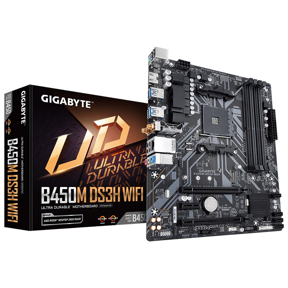 Placa Mãe Gigabyte B450M DS3H Wi-Fi Socket AM4 / DDR4