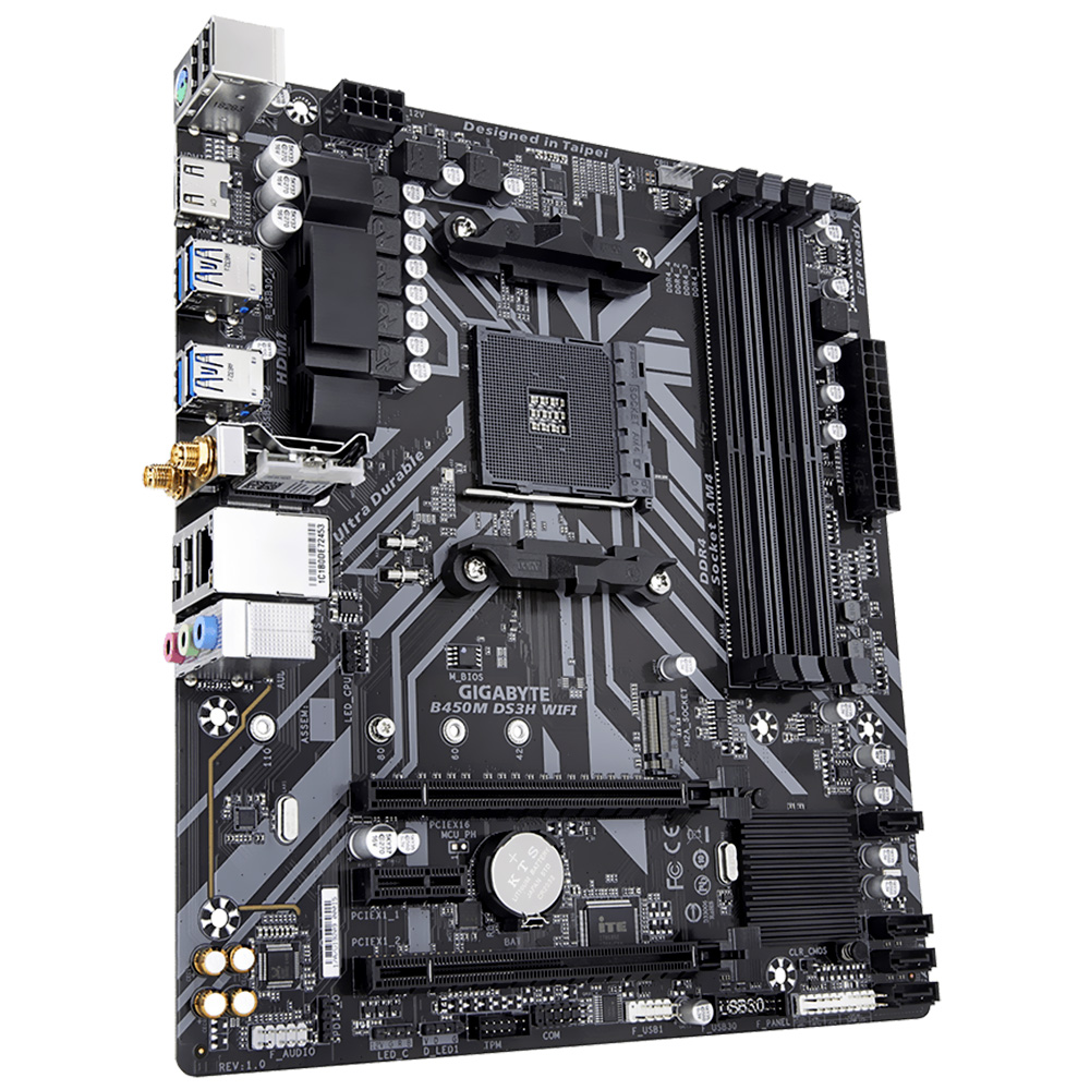 Placa Mãe Gigabyte B450M DS3H Wi-Fi Socket AM4 / DDR4