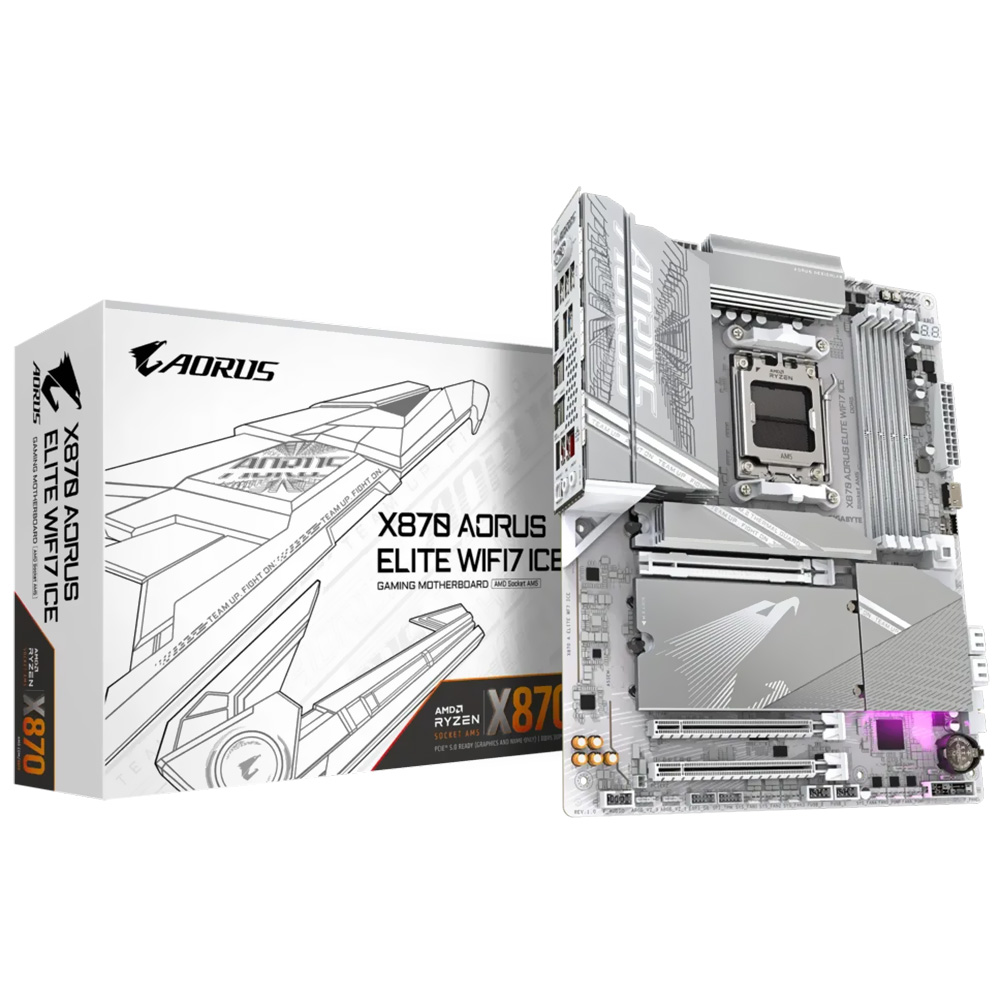 Placa Mãe Gigabyte X870 AORUS Elite Wi-Fi7 Ice Socket AM5 / DDR5