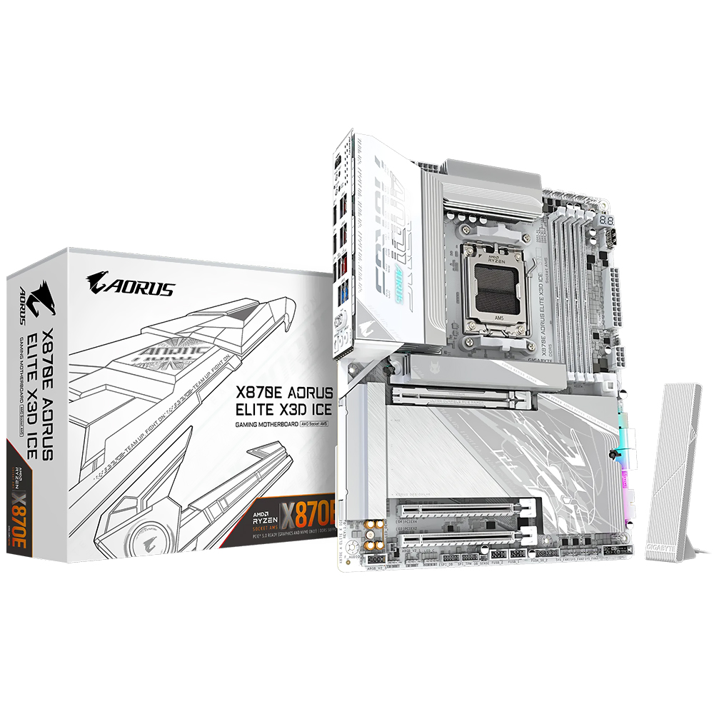 Placa Mãe Gigabyte X870E AORUS Elite X3D Ice Socket AM5 / DDR5