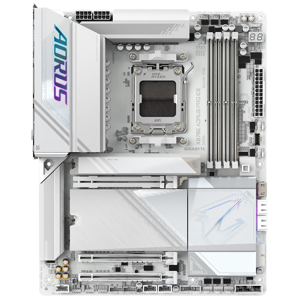 Placa Mãe Gigabyte X870E AORUS Pro Ice Socket AM5 / DDR5