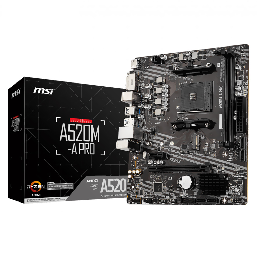 Placa Mãe MSI A520 PRO Socket AM4 / VGA / DDR4