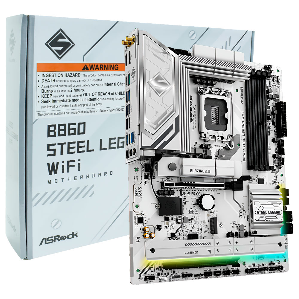 Placa Mãe ASRock B860 Steel Legend Wi-Fi LGA 1851 / DDR5