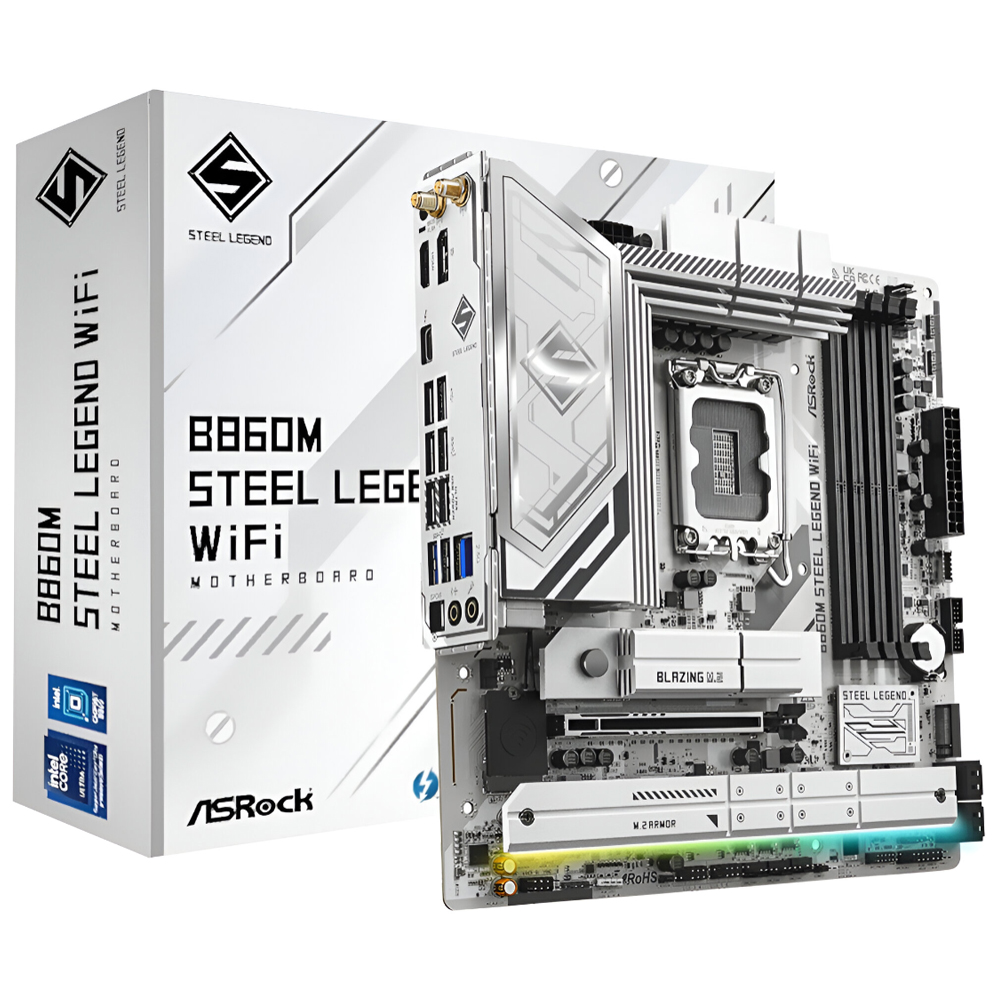 Placa Mãe ASRock B860M Steel Legend Wi-Fi Socket LGA 1851 / DDR5