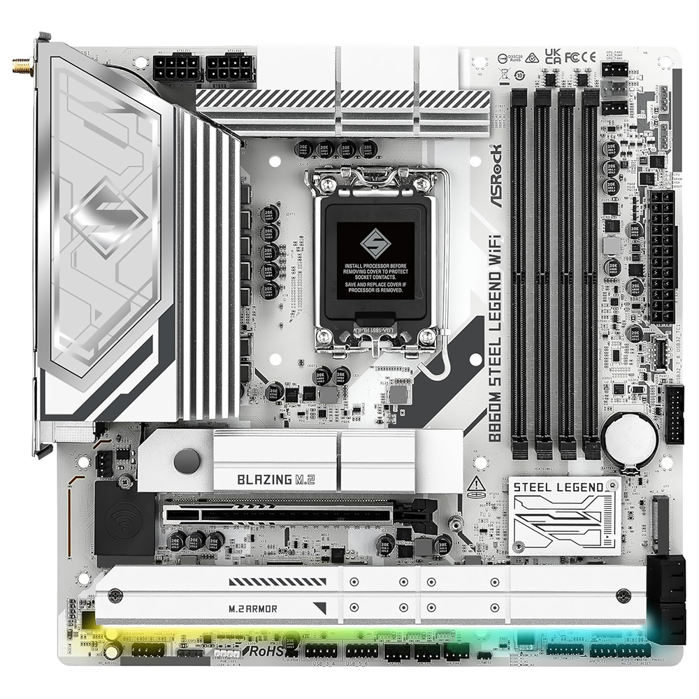 Placa Mãe ASRock B860M Steel Legend Wi-Fi Socket LGA 1851 / DDR5