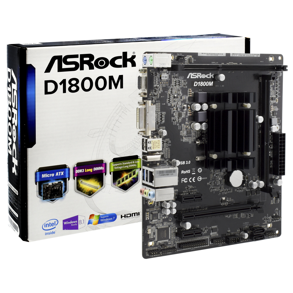 Placa Mãe ASRock D1800M-ATX + CPU Intel Dual Core J1800M até