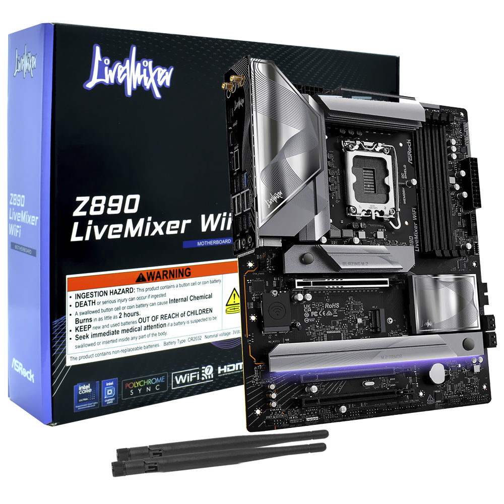 Placa Mãe ASRock Z890 Livemixer Wi-Fi Socket LGA 1851 / DDR5