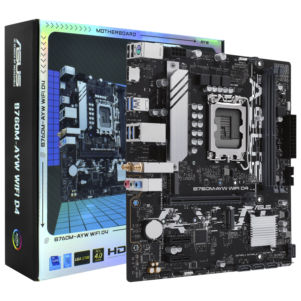 Placa Mãe ASUS B760M-AYW Wi-Fi D4 Socket LGA 1700 / DDR4