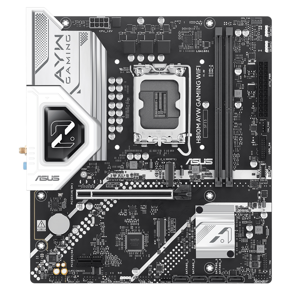 Placa Mãe ASUS H810M-AYW Gaming Wi-Fi Socket LGA 1851 / DDR5