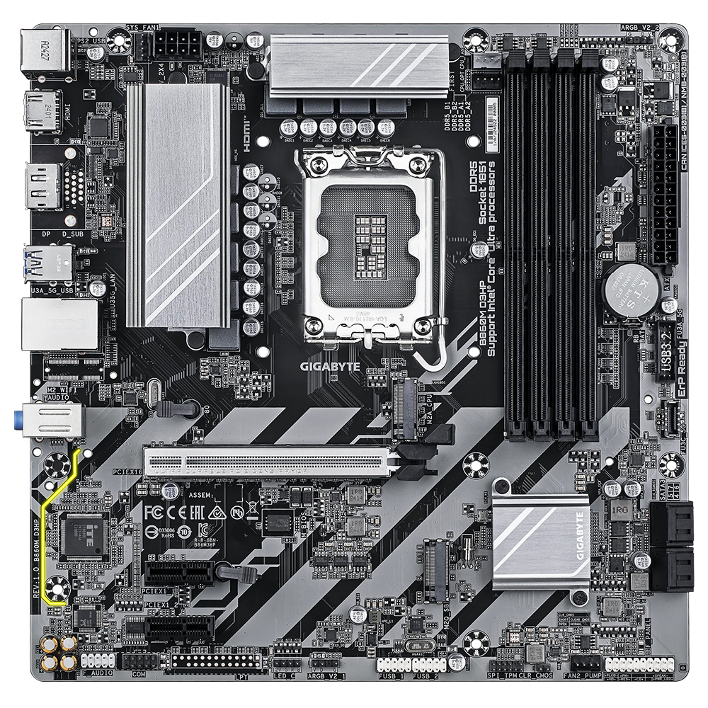 Placa Mãe Gigabyte B860M D3HP Socket LGA 1851 / DDR5