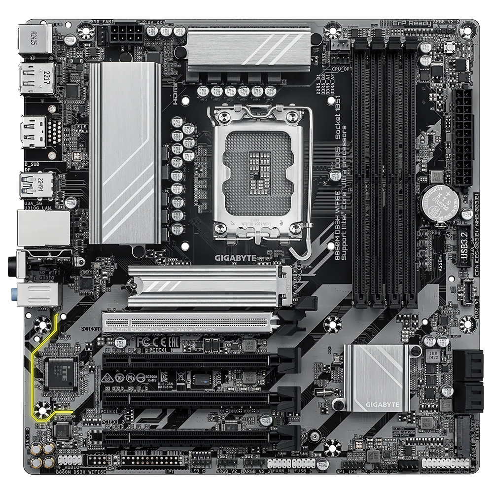 Placa Mãe Gigabyte B860M DS3H Wi-Fi 6E Socket LGA 1851 / DDR5