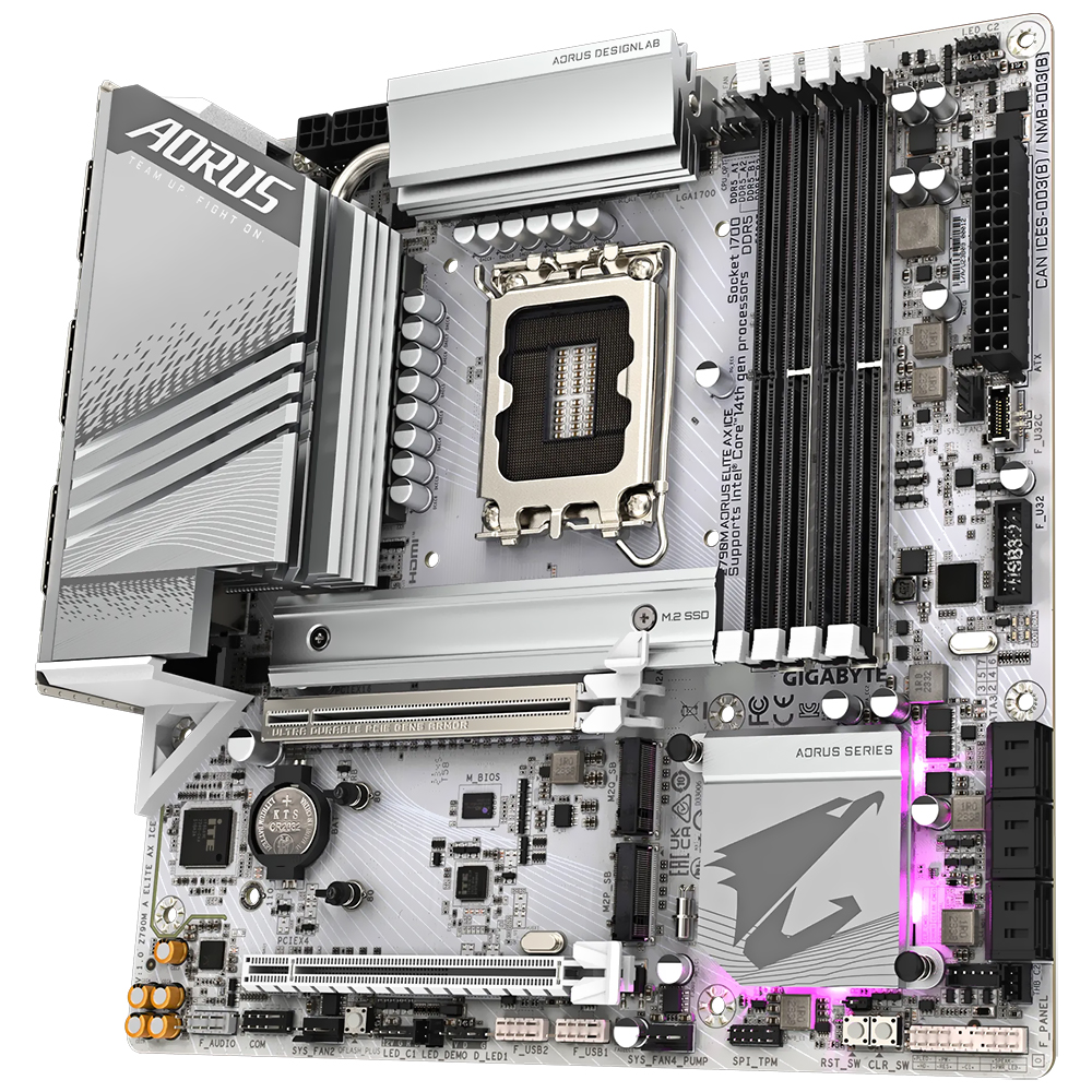 Placa Mãe Gigabyte Z790M AORUS Elite AX Ice Socket LGA 1700 / DDR5