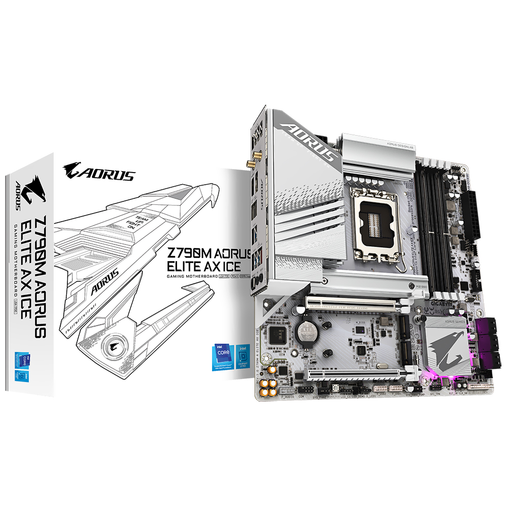 Placa Mãe Gigabyte Z790M AORUS Elite AX Ice Socket LGA 1700 / DDR5